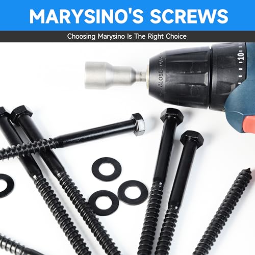 (20-Set) 1/4 x 2-1/2" Lag Screws, Stainless Steel Heavy Duty Hex Head Lag Bolts for Wood, Commercial/Industrial Grade 1/4 Bolts, Mounting Screws Bolts Kit, Black Oxided by Marysino - color: Black, size: 1/4" x 2-1/2"