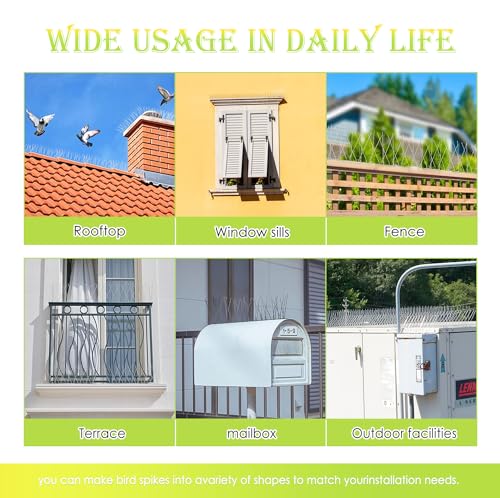 Pigeon Spikes Stainless Steel Bird Spikes for Outside to Keep Birds Away 19 Pack 15ft Coverage Bird Spikes Wire Prevention Spikes for Small Bird Squirrel for Fence Roof Blacony - size: disassembled-19pcs-15ft