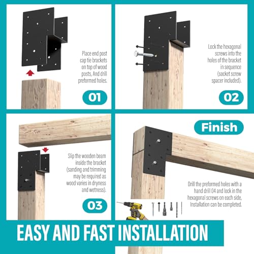 2 Pack 6x6 Heavy Duty End Post Cap Tie Bracket for Gazebo, Deck - size: End 6"x6"(Actual 5.5"x5.5")