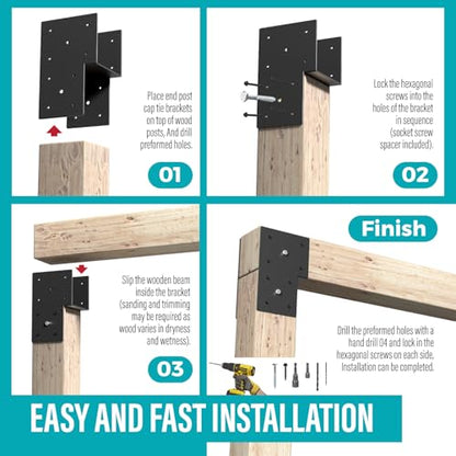 2 Pack 6x6 Heavy Duty End Post Cap Tie Bracket for Gazebo, Deck - size: End 6"x6"(Actual 5.5"x5.5")