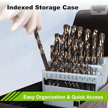 29PCS Metal Drill Bit Set, M2 Twist Drill Bits with Case