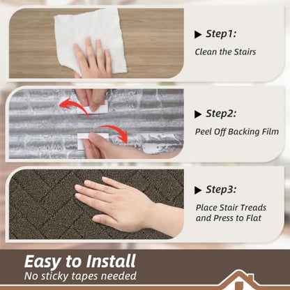 BEQHAUSE Non Slip Stair Treads for Wooden Steps 28" x 9", 4pcs, Brown - color: Brown - Geometric, size: 28 in X 9 in (4 Pieces)