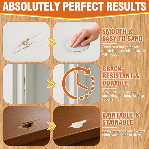 Wood Repair Kit, 7.76 oz Paintable Wood Filler Putty for Furniture DIY