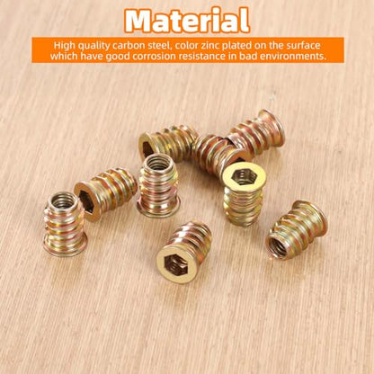 3/8-16 x 25mm Wood Inserts Bolt Furniture Screw in Nut Threaded Fastener Connector Hex Socket Drive for Wood Furniture, 25 PCS - size: 3/8-16 x 25mm