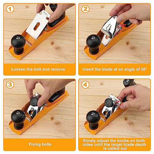 Hoteche No.4 Wood Plane - Adjustable Smoothing Bench Hand Planer for Woodworking and Trimming - 9.5-Inch Jointer Plane with 2-Inch Blade - size: 2-Inch Blade(Standard)