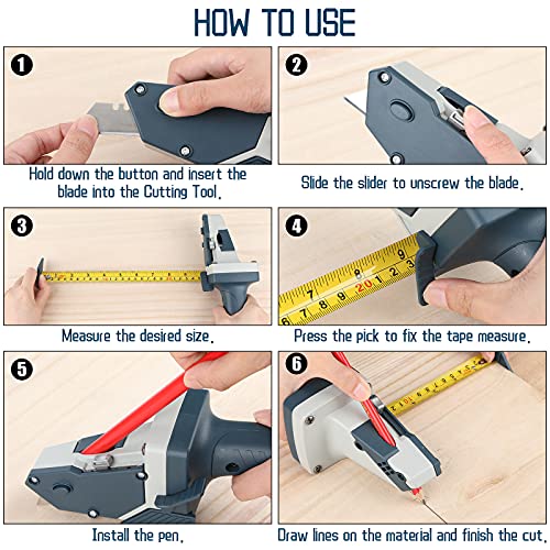Honoson Gypsum Board Cutter with Tape Measure, Pencil and 5 Blades
