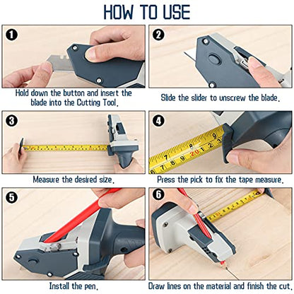 Honoson Gypsum Board Cutter with Tape Measure, Pencil and 5 Blades