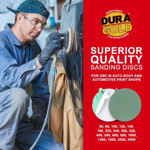 Dura-Gold Premium 5" Green Film PSA Sanding Discs - 220 Grit (Box of 50) - size: 220-Grit