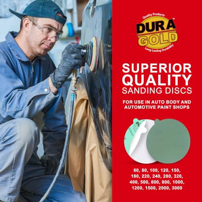 Dura-Gold Premium 5" Green Film PSA Sanding Discs - 220 Grit (Box of 50) - size: 220-Grit