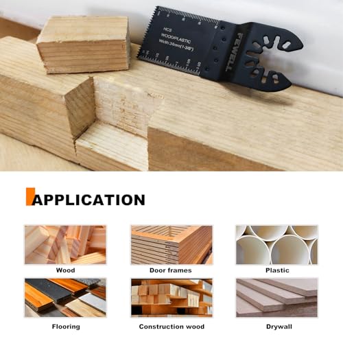 FEWELL 50Pcs Oscillating Saw Blades, Multitool Blades for Wood and Plastics
