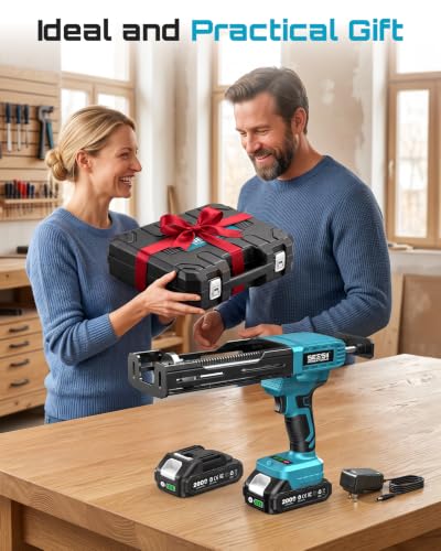 SEESII Electric Dual Cartridge Epoxy Gun 400ML (1:1) with 2 Batteries - color: Dark Navy Blue
