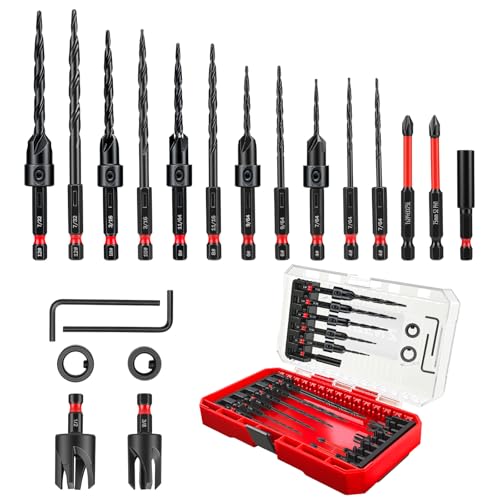 20PCS Countersink Drill Bit Set, Tapered Drill Bits Counter Sink Drill Bit