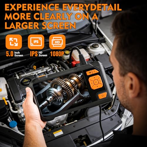 Dual Lens Endoscope Camera with Light, 1080P Borescope