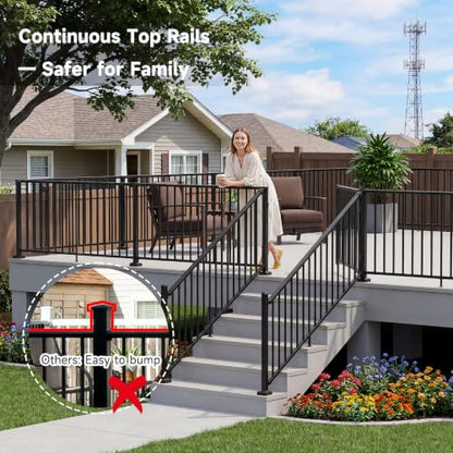Modular 36 in. H x 6 ft. W Aluminum Deck Railing Kit, Porch Railing - color: Level 6ft - 4 panel 0 Post