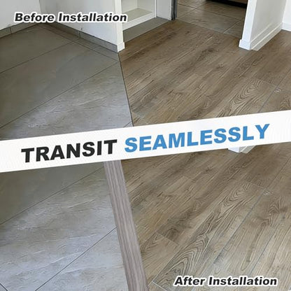 2Pcs Floor Transition Strip 3.94ft x 2" PVC Vinyl Tile Edge Trim - color: Dark Grey Grain