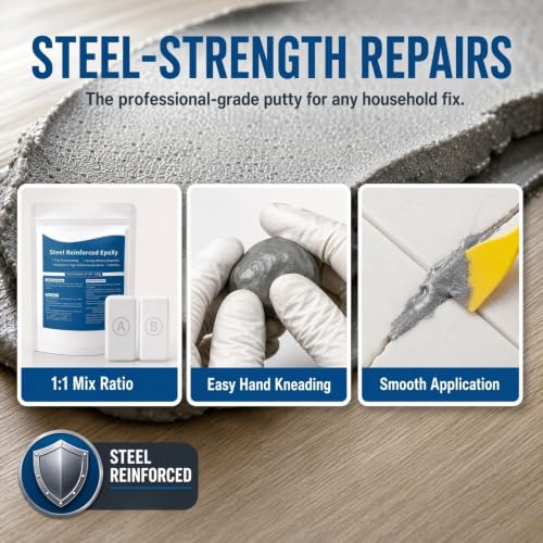 2-Pack Steel-Reinforced Epoxy Putty, Multi-Surface Crack/Hole Filler