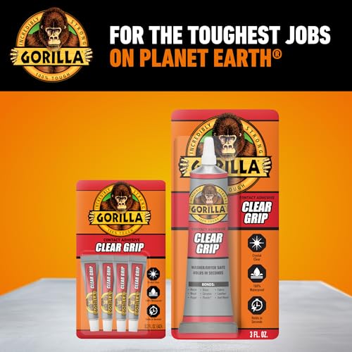 Gorilla Clear Grip Adhesive for Diamond Art & Jewelry .2 oz. Tubes, (1) 4-Pack - size: 4/Pkg - 0.2oz Each