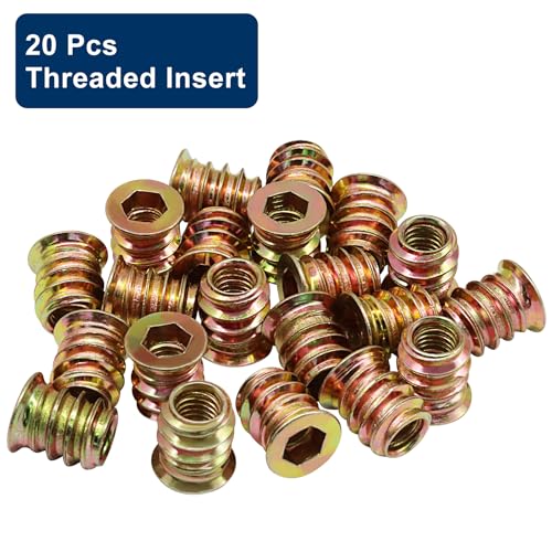 Piutouyar 20 Pcs M6x13mm Threaded Inserts Nuts for Wood - size: M6x13mm