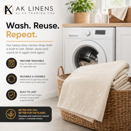 AK Trading CO. Heavy Duty Canvas Drop Cloth, Painters Drop Cloth for Furniture & Floor Protection with Sturdy Double Stitched Edges (4 ft x 12 ft) - size: 4 ft x 12 ft