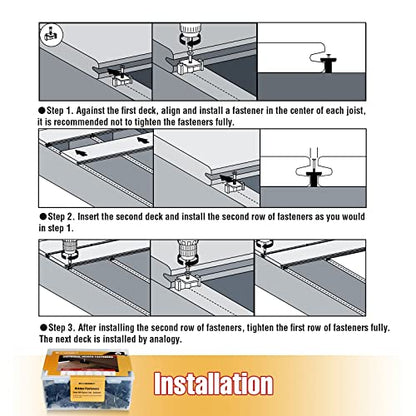 Hidden Deck Fasteners for Composite Decking Board, Universal Hidden Fasteners with Stainless Steel Screws, Composite Decking Clips for Wood Deck Framing, 900 Pack for 500 SQ.FT. - color: Black, 900 Pack