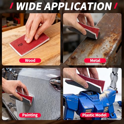 26PCS Hook & Loop Sanding Sponge, Washable and Reusable Sanding Blocks - size: 180 Grit