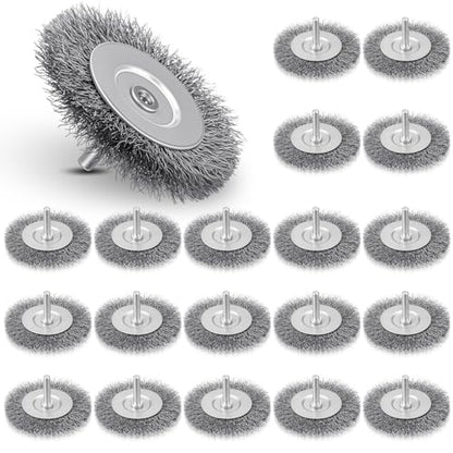 Moxweyeni 20 Pcs 3 Inch Wire Wheel Brushes for Drill Bits, 1/4 Inch Shank - size: 3 Inch