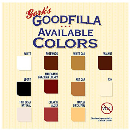 Goodfilla White, 8 oz, Wood and Grain Filler, Stainable, Tintable, Sandable, Zero Waste, Non-Toxic, USA Made - color: White, size: 8 oz