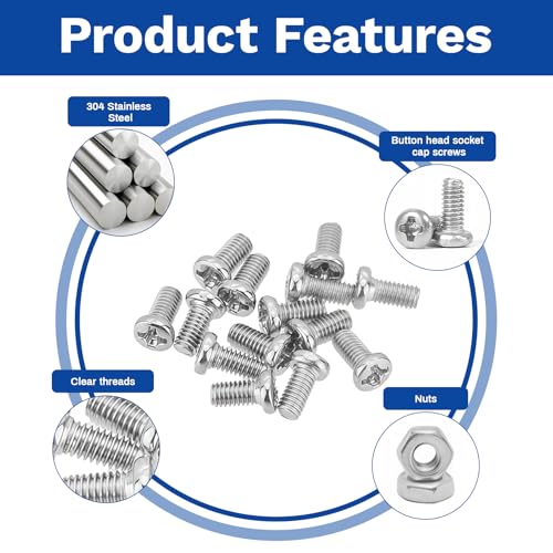 530Pcs 304 Stainless Steel Metric Micro Screws Nuts Assortment, M2.5x4/5/6/8/10mm Sizes, Phillips Pan Head, Fully Threaded Kit for Arduino, RC Models, Electronics, DIY Projects - size: M2.5x4/5/6/8/10- 530 Pcs