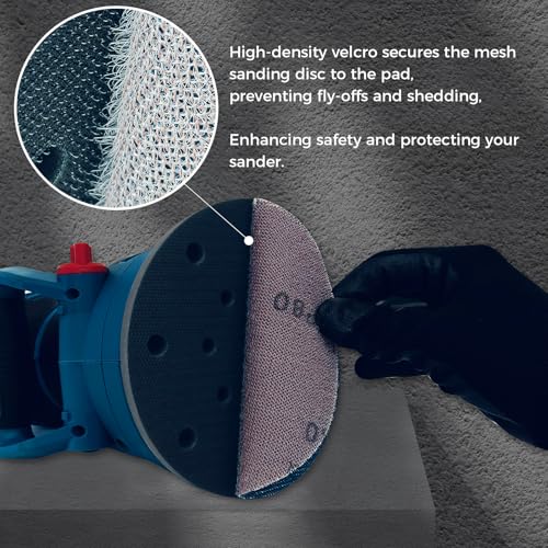 6-inch Assorted Ceramic Mesh Sandpaper (Grits 80, 120, 180, 240, 320) - 50 Pcs Ceramic Net Abrasive Hook and Loop Sanding Discs for Random Orbital Sander - style: 6 inch Assorted Grits: 80, 120, 180, 240, 320