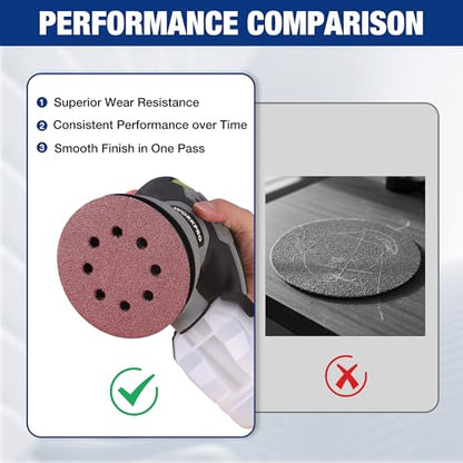 WORKPRO Sanding Discs, 5-Inch 60 Grit 8-Hole Hook and Loop, 50 Pack - style: 50PCS 5 Inch 60 Grit