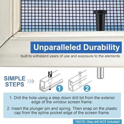 8 Pack Window Screen Plunger Latches with Caps Black - color: Black