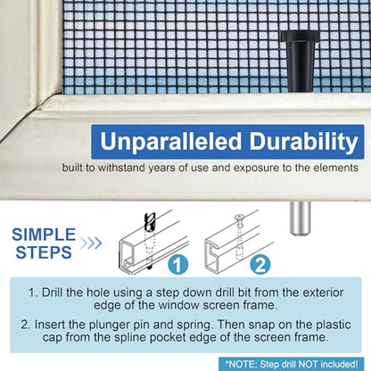 8 Pack Window Screen Plunger Latches with Caps Black - color: Black
