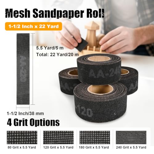 80-240 Grit Emery Cloth Roll for Copper Pipe Sanding 1-1/2 Inch - color: Mix Grit-22Yard