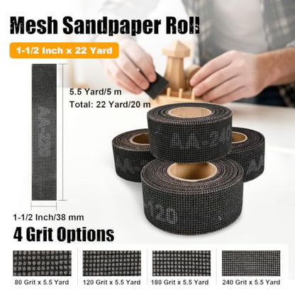 80-240 Grit Emery Cloth Roll for Copper Pipe Sanding 1-1/2 Inch - color: Mix Grit-22Yard
