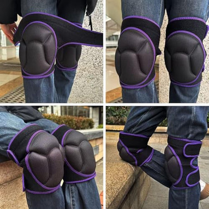 Men/Women Work Knee Pads with Adjustable Straps, Purple S (1 Pair) - color: Purple, size: Small