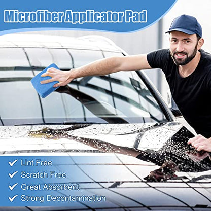 Riakrum 32 Pcs Microfiber Applicator Pads, Blue - color: Blue