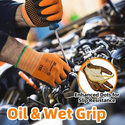 Schwer 3/6/12 Pairs Safety Work Gloves, MicroDot Abrasion & Grip, LT5619, M - size: Medium