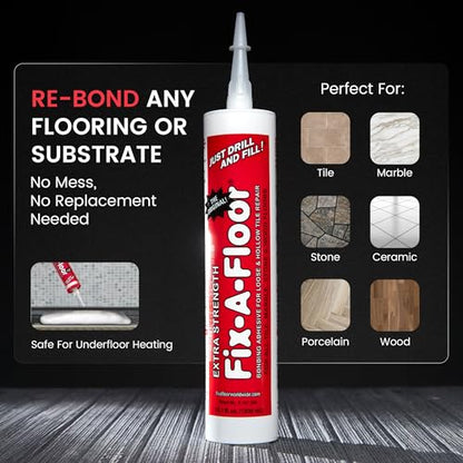 The Original Fix-A-Floor Loose Tile Repair Adhesive - Tile, Porcelain, Ceramic, Marble, Stone & Wood Floor Repair Adhesive - 1 Gallon Jug