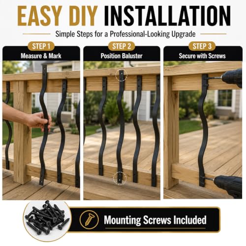 61 Pack 32.25" Deck Balusters, Heavy Duty Deck Railing with Screws - size: 32.25 IN
