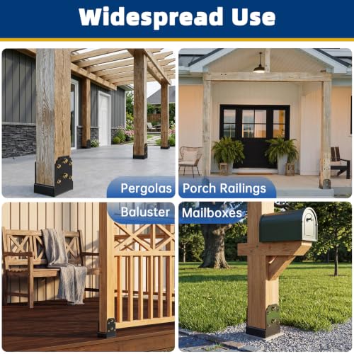 4 Pack 6X6 Post Base for Concrete, Heavy-Duty Post Anchor Bracket Kit - size: 6x6 post base (4 PCS)