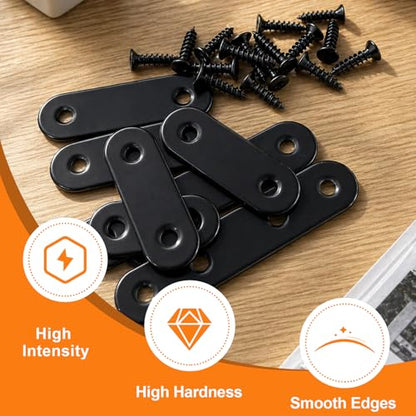 100PCS Stainless Steel Mending Plate,Heavy Duty Straight Metal Mending Plates, 4 Sizes (1.4”-2.7”) Flat Brackets for Wood Repair, Furniture, Joining, DIY Projects - size: 100PCS 4 Sizes plate Brackets-Black