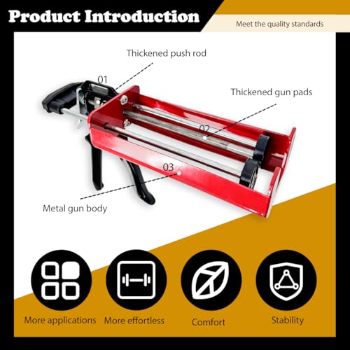 2Pcs Dual Caulking Gun 6*Mixing Nozzles 12" Dual Cartridge Epoxy Gun 400 mL /13.5 fl oz (1: 1 and 2:1) Stainless Steel Manual Caulking Gun Epoxy Gun for Bond Adhesive Cartridge Applicator