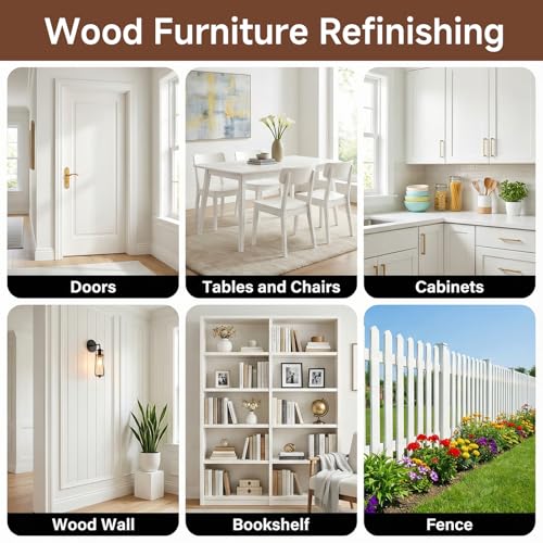 Wood Paint - 2 In 1 Touch-Up Paint for Furniture, Cabinets, Wood, No Sanding, Fast Drying, Water Based Multi Surface(16Oz, White)