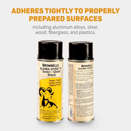Brownells Aluma-Hyde II Epoxy Based Firearm Finish Spray Coating Protection Paint, Aerosol Can, 12 oz. (340g) Semi Gloss Black - color: Semi Gloss Black