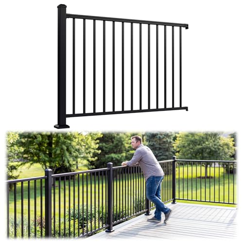 Egadis 1 Pack 42 in x 5 ft Modular Aluminum Porch and Deck Railing Kit - color: Level 5ft - 1Pack
