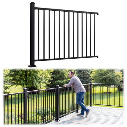 Egadis 1 Pack 42 in x 5 ft Modular Aluminum Porch and Deck Railing Kit - color: Level 5ft - 1Pack