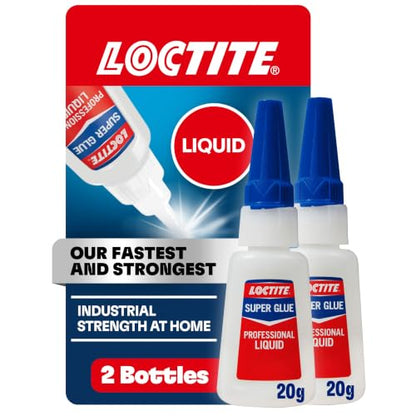 Loctite Super Glue Professional Liquid, Clear, 0.7 fl oz Bottle, 2 Pack - Superglue for Plastic, Wood, Metal, Crafts & Repair, Cyanoacrylate Adhesive Instant Glue, Quick Dry - size: 2 Pack
