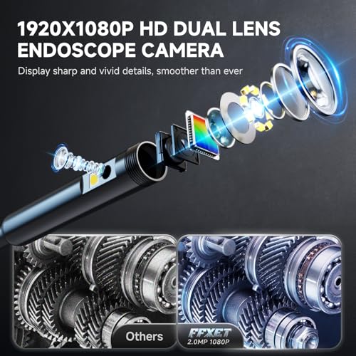 Dual Lens Endoscope Camera with Light, 4.3" 1080P HD Inspection Camera - size: 4.3in