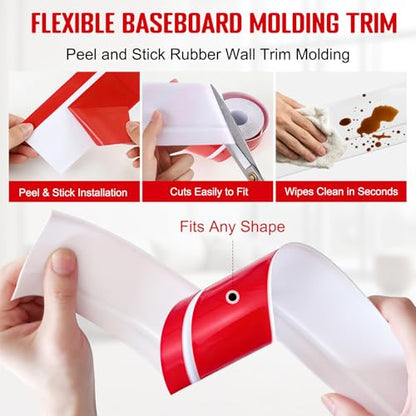 Self-Adhesive Flexible Molding Trim,Waterproof Molding,White,2.79inX40ft - color: White (2.79inX40ft)
