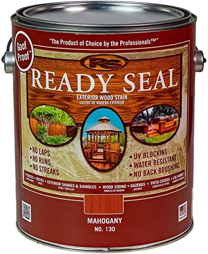 Ready Seal Stain & Sealer for Wood, Outdoor Deck and Fence - All-in-One Exterior Wood Stain and Waterproofing Sealant – Easy to Apply, No Back Brushing Needed, with UV Protection - 1 Gallon, Mahogany